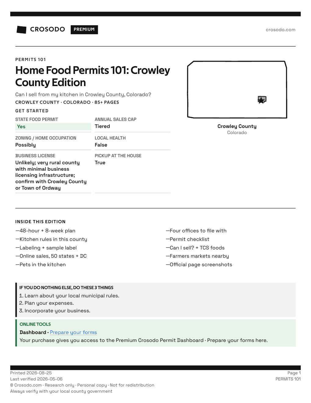 Permit Guide 101 cover for Crowley County