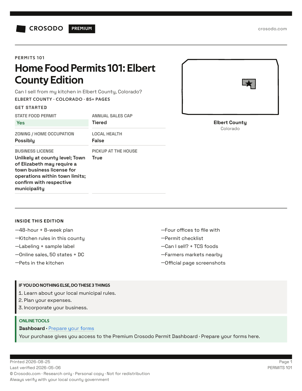 Permit Guide 101 cover for Elbert County