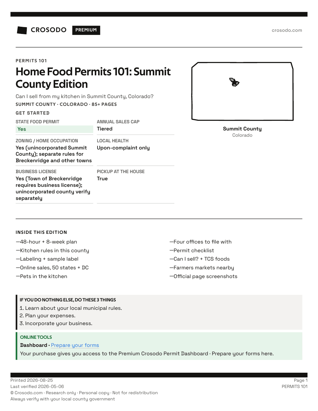 Permit Guide 101 cover for Summit County