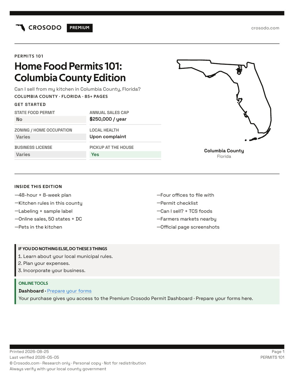 Permit Guide 101 cover for Columbia County