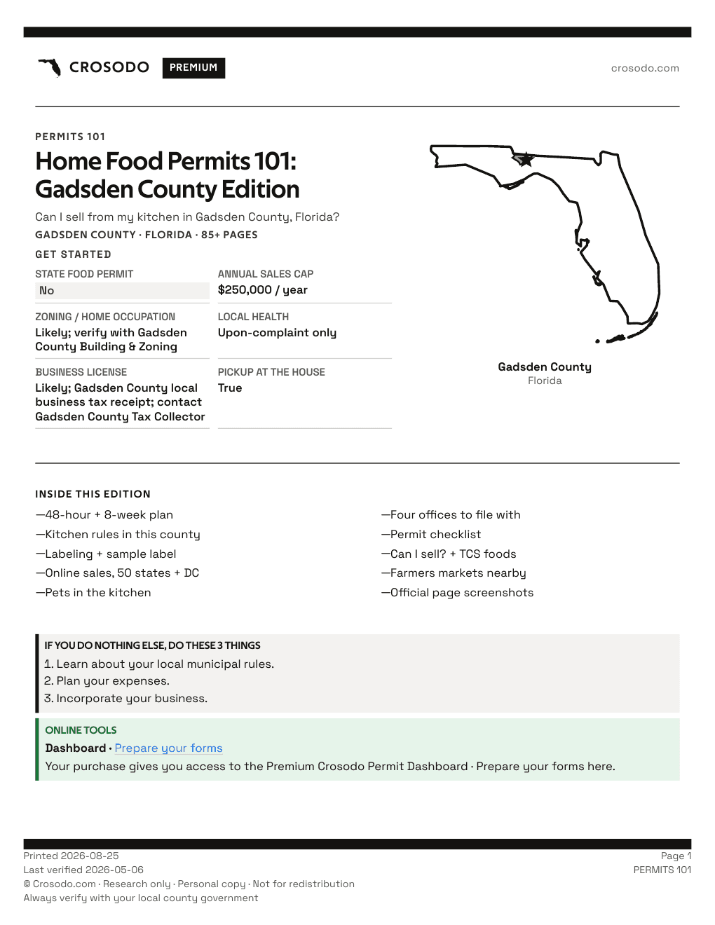 Permit Guide 101 cover for Gadsden County