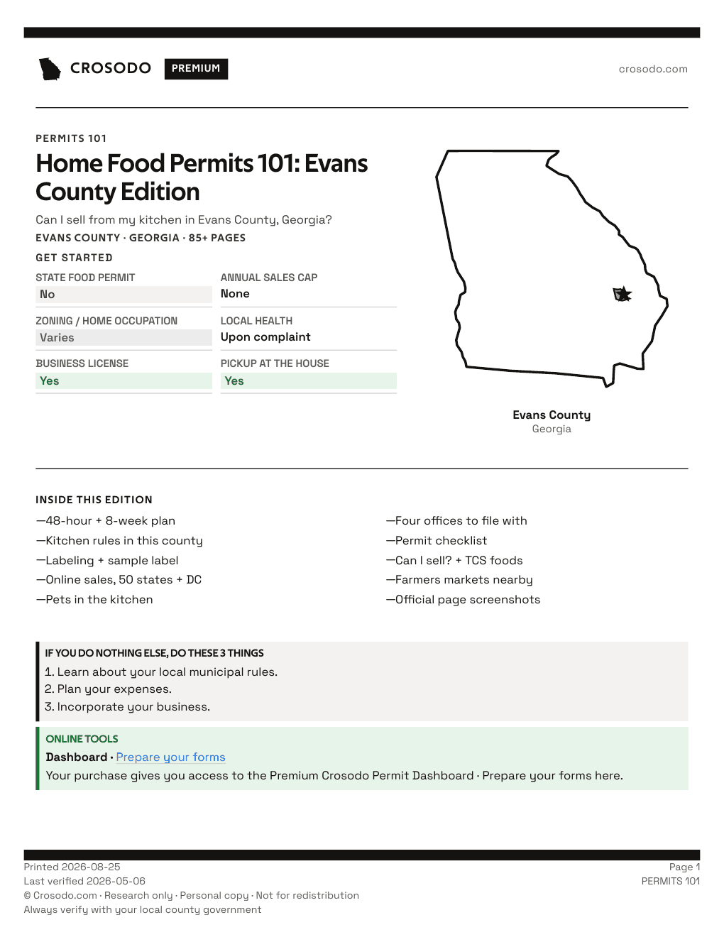 Permit Guide 101 cover for Evans County