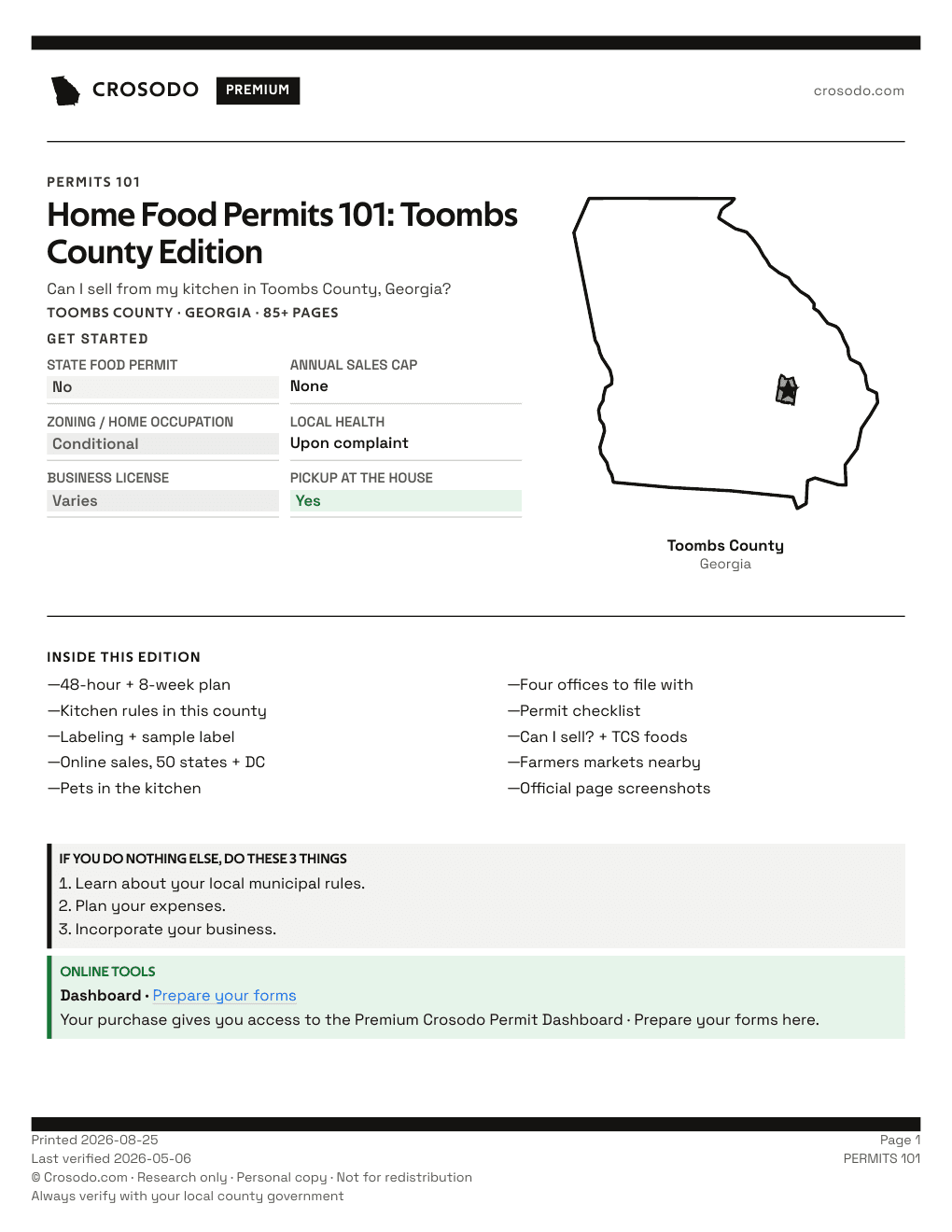 Permit Guide 101 cover for Toombs County