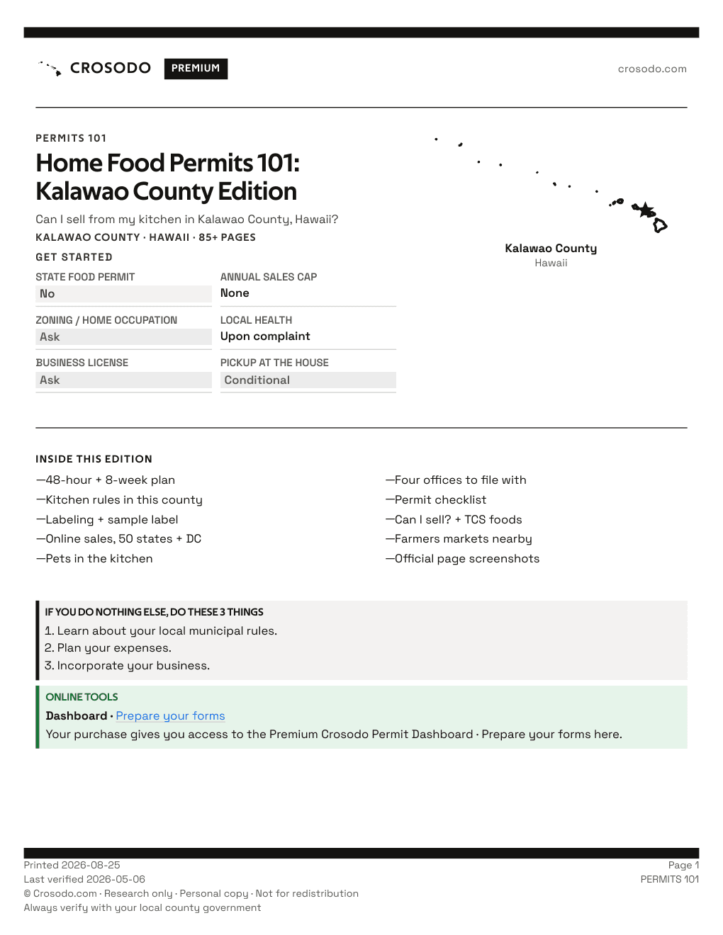 Permit Guide 101 cover for Kalawao County