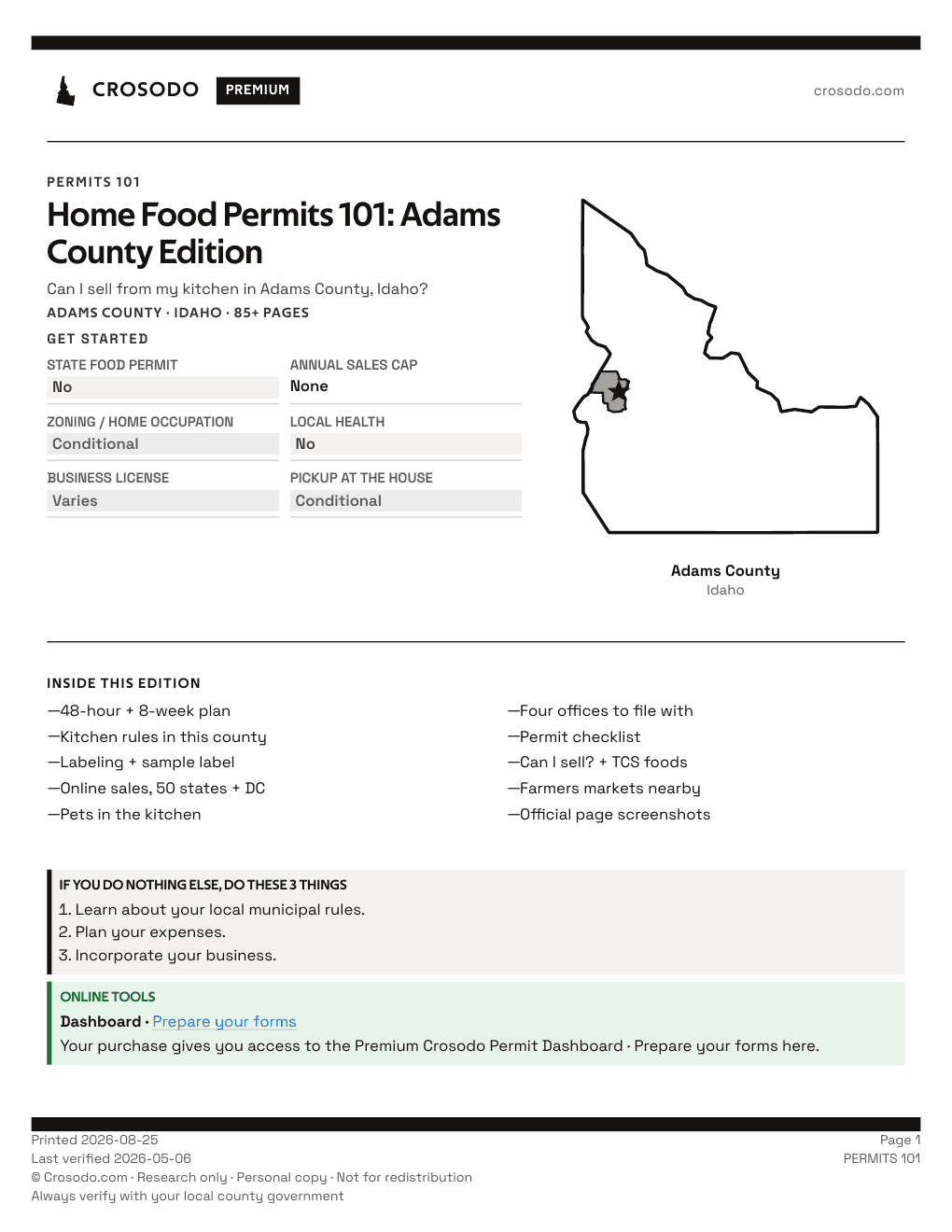 Permit Guide 101 cover for Adams County
