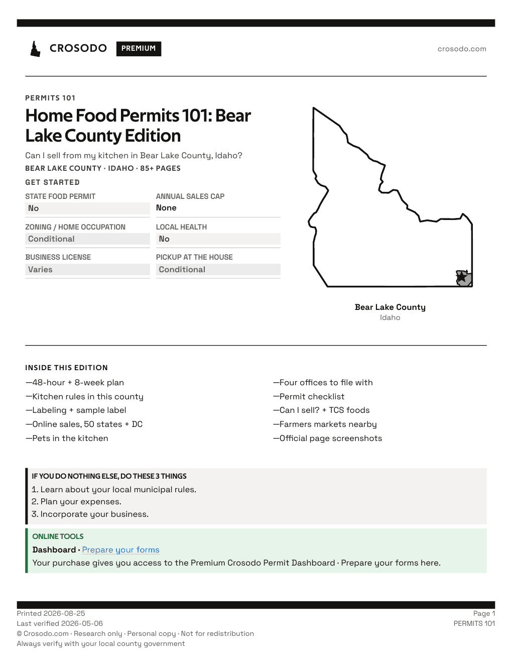 Permit Guide 101 cover for Bear Lake County