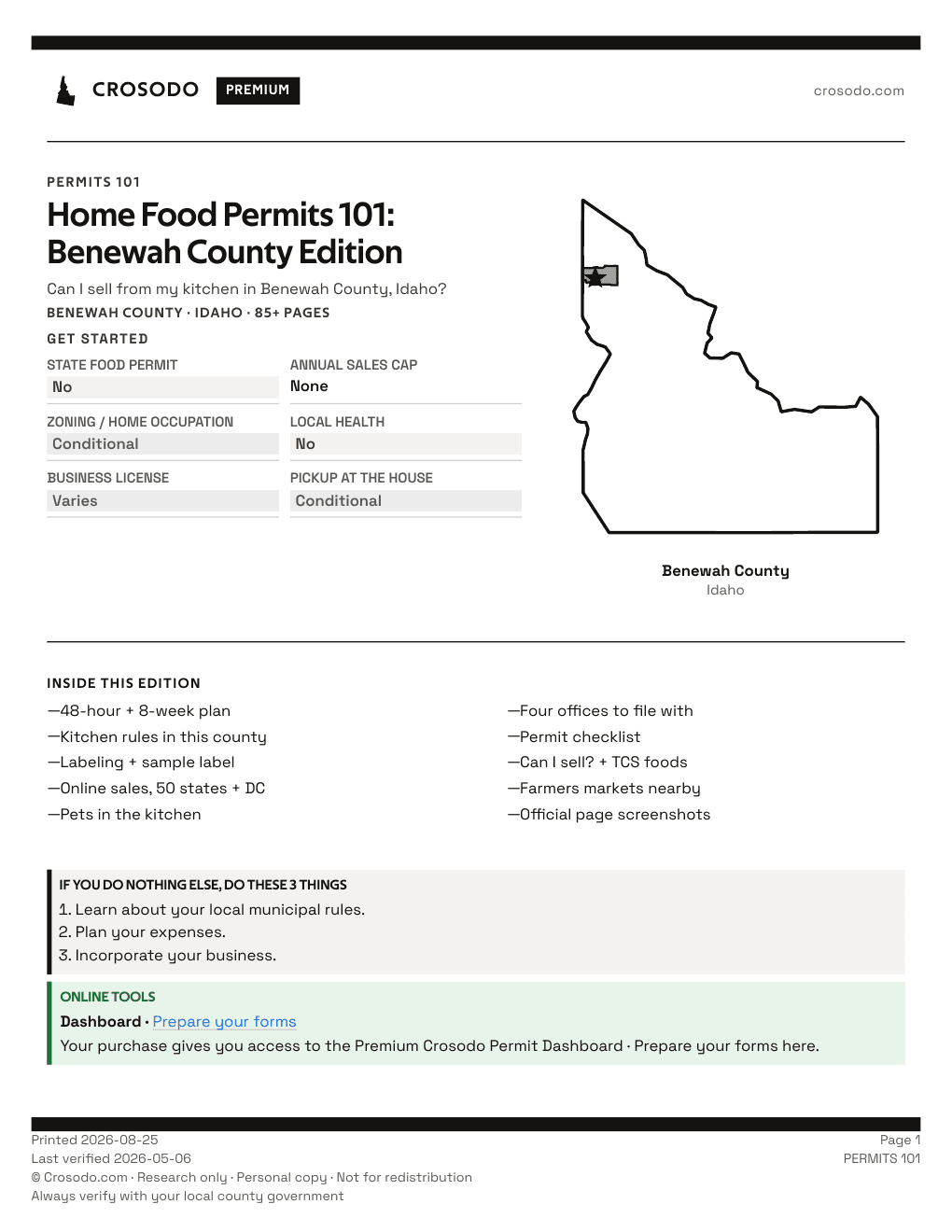Permit Guide 101 cover for Benewah County