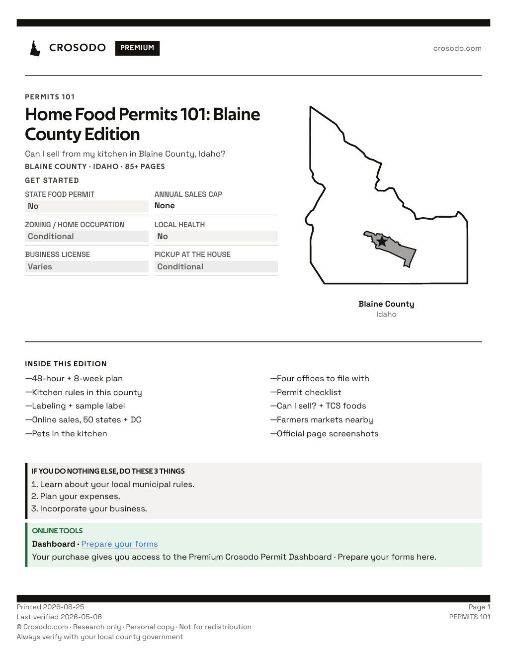 Permit Guide 101 cover for Blaine County