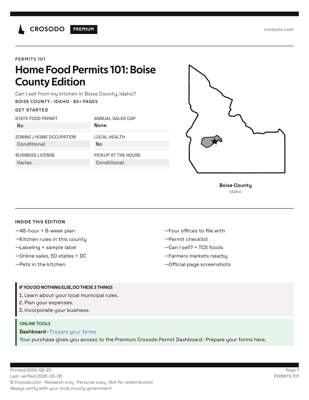 Permit Guide 101 cover for Boise County