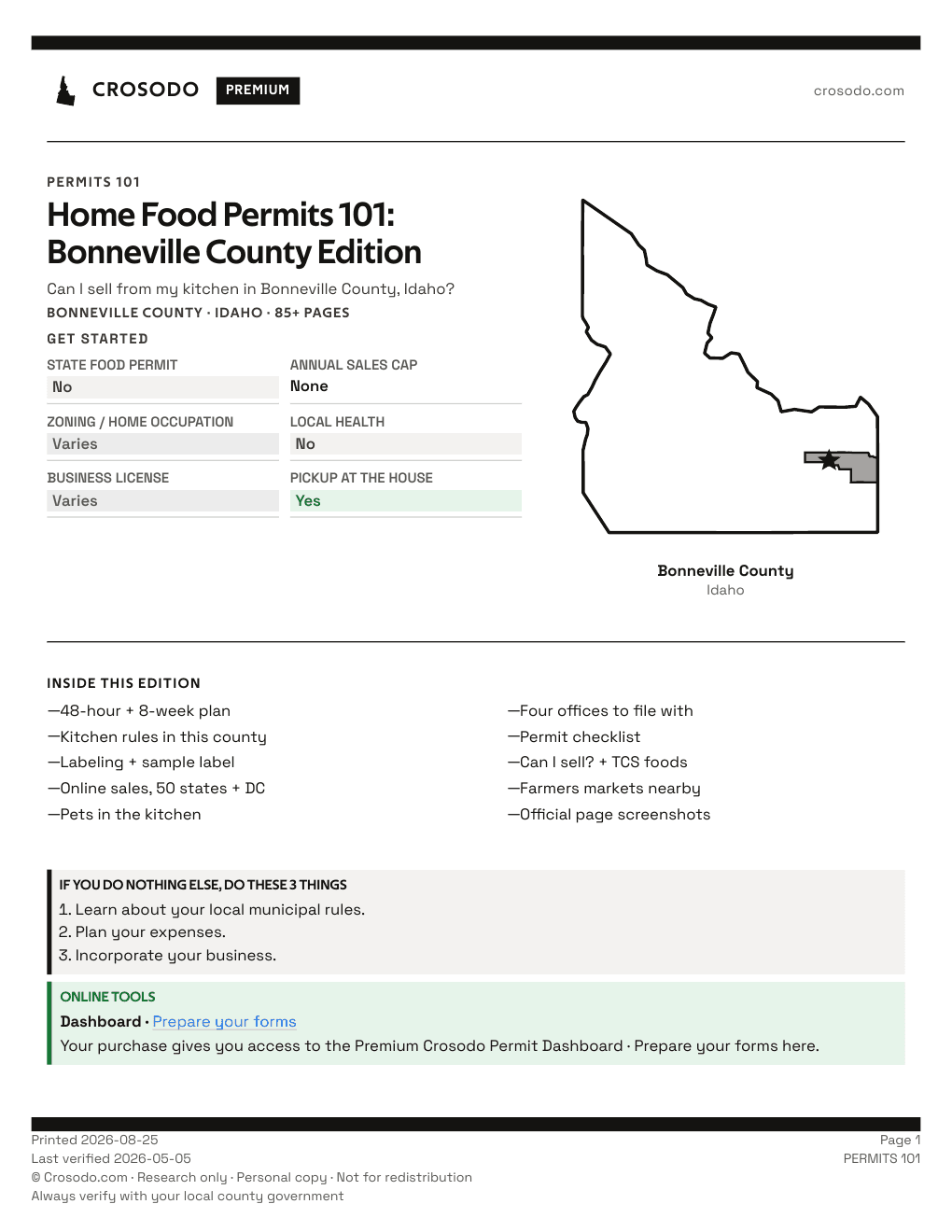 Permit Guide 101 cover for Bonneville County