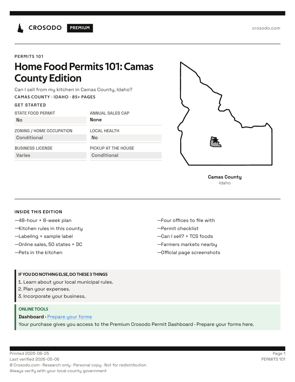 Permit Guide 101 cover for Camas County