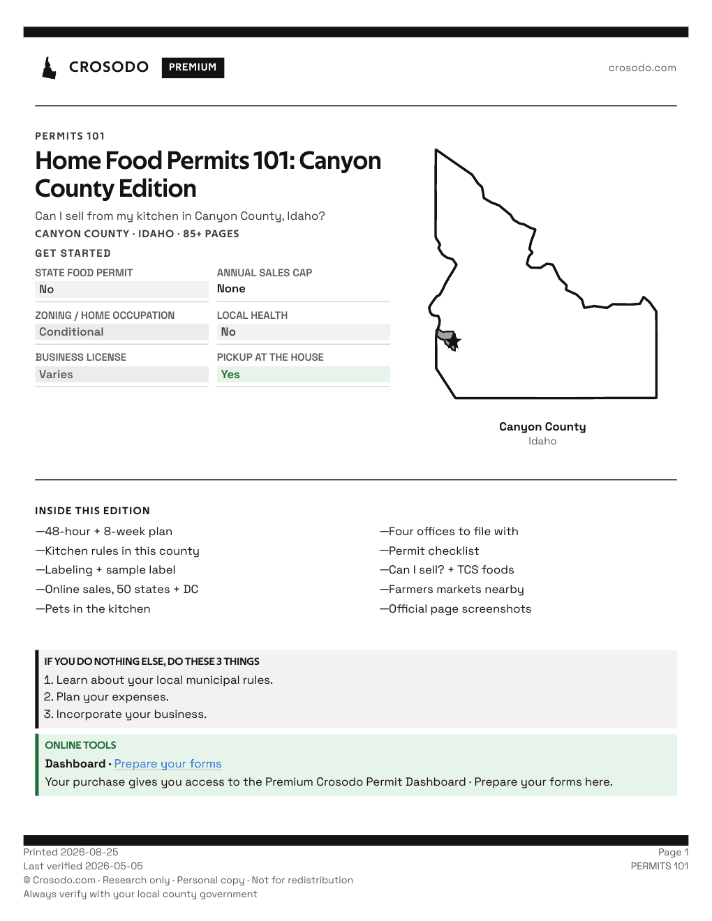 Permit Guide 101 cover for Canyon County