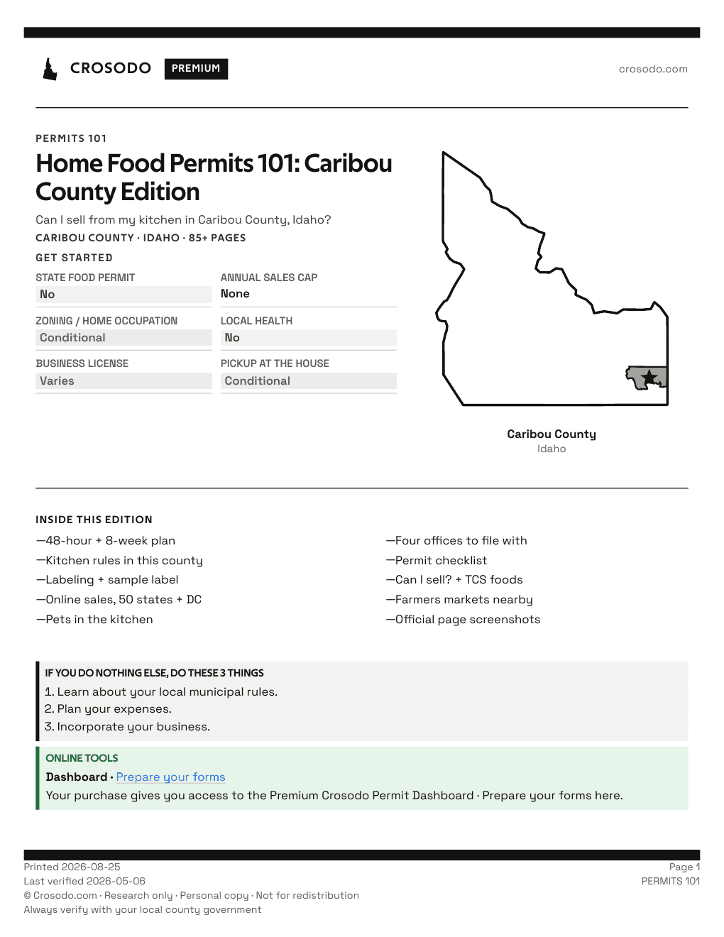 Permit Guide 101 cover for Caribou County