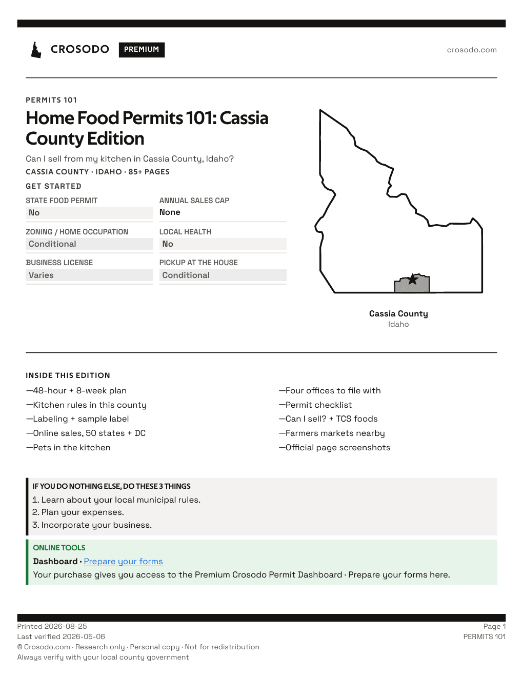Permit Guide 101 cover for Cassia County