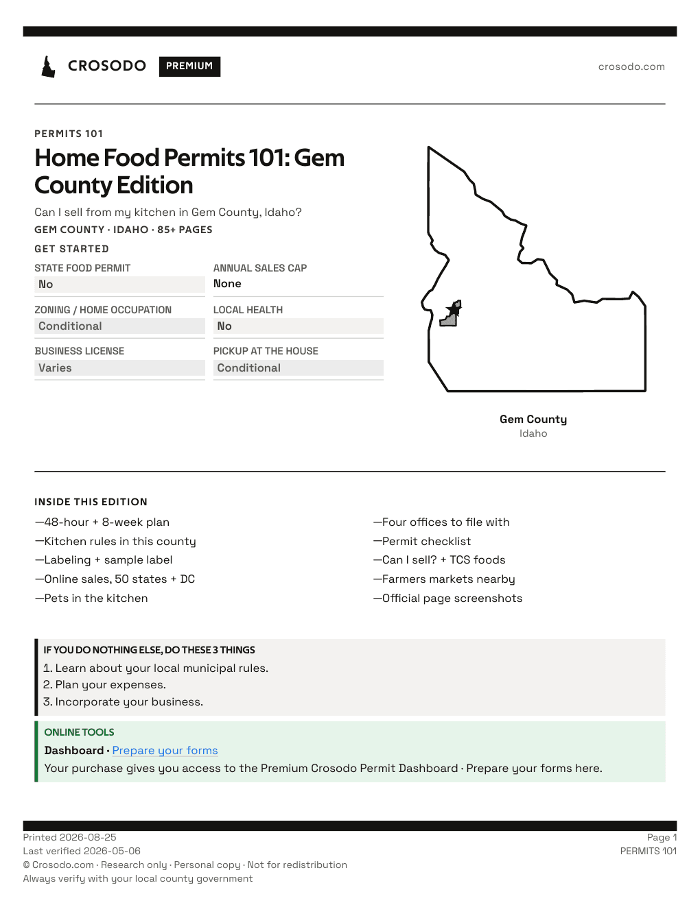 Permit Guide 101 cover for Gem County