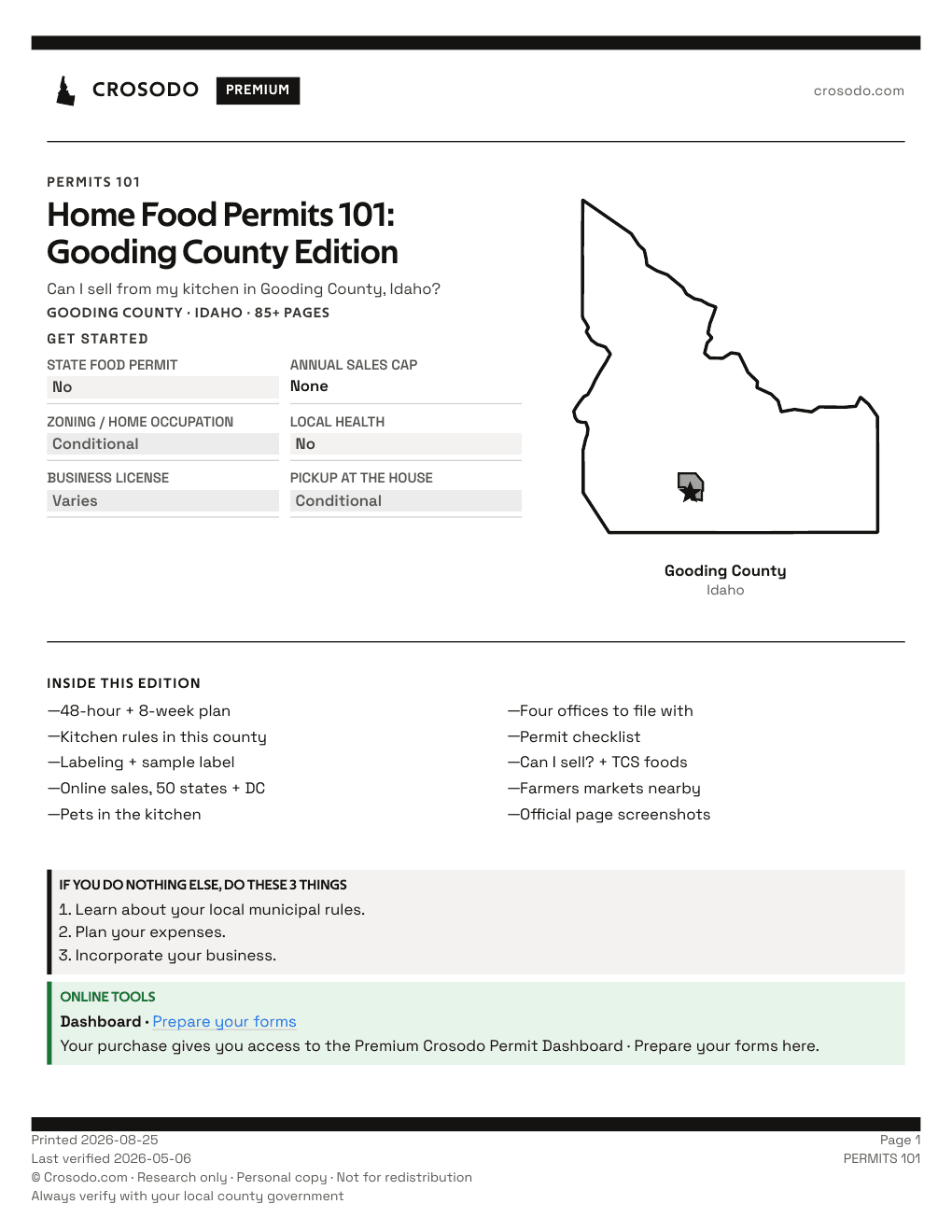 Permit Guide 101 cover for Gooding County
