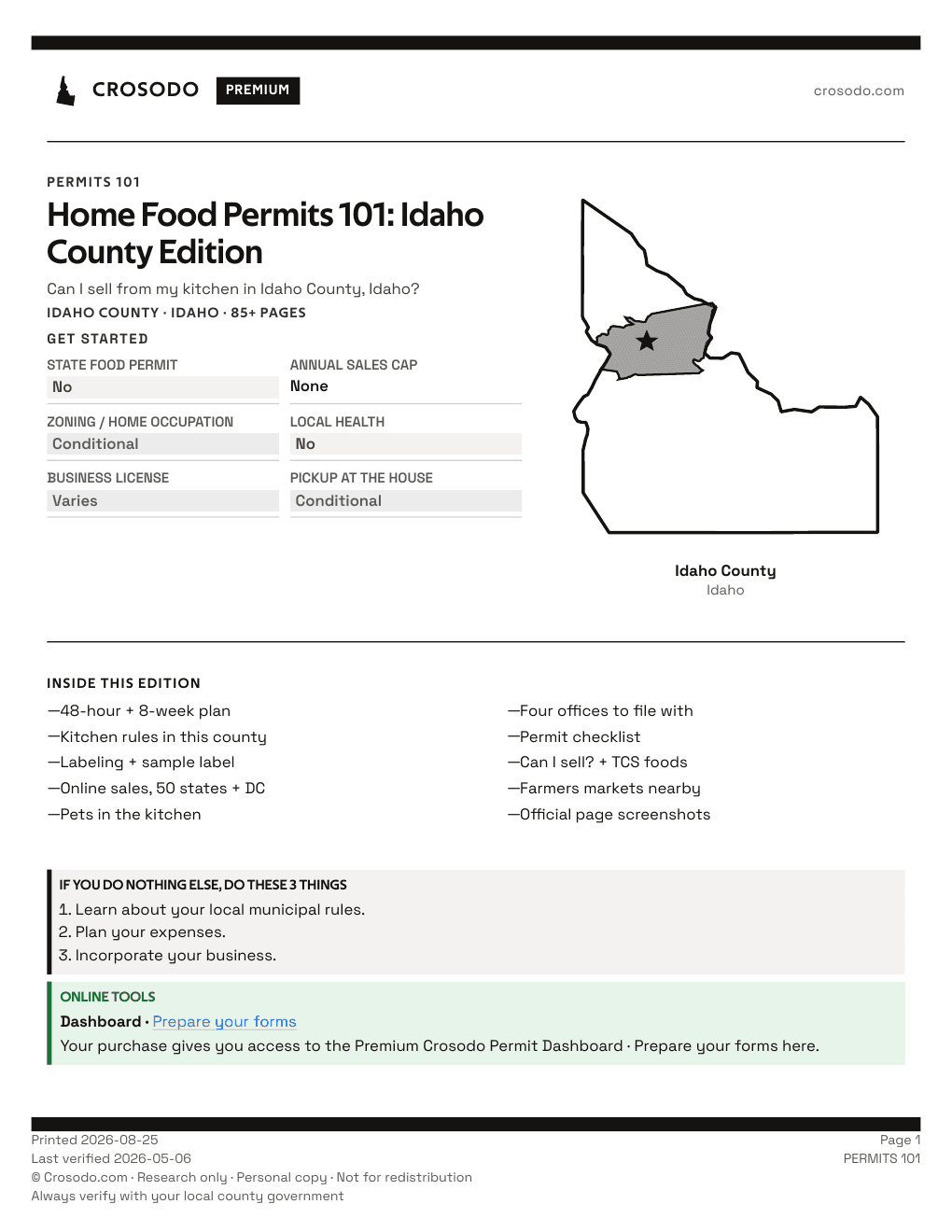 Permit Guide 101 cover for Idaho County