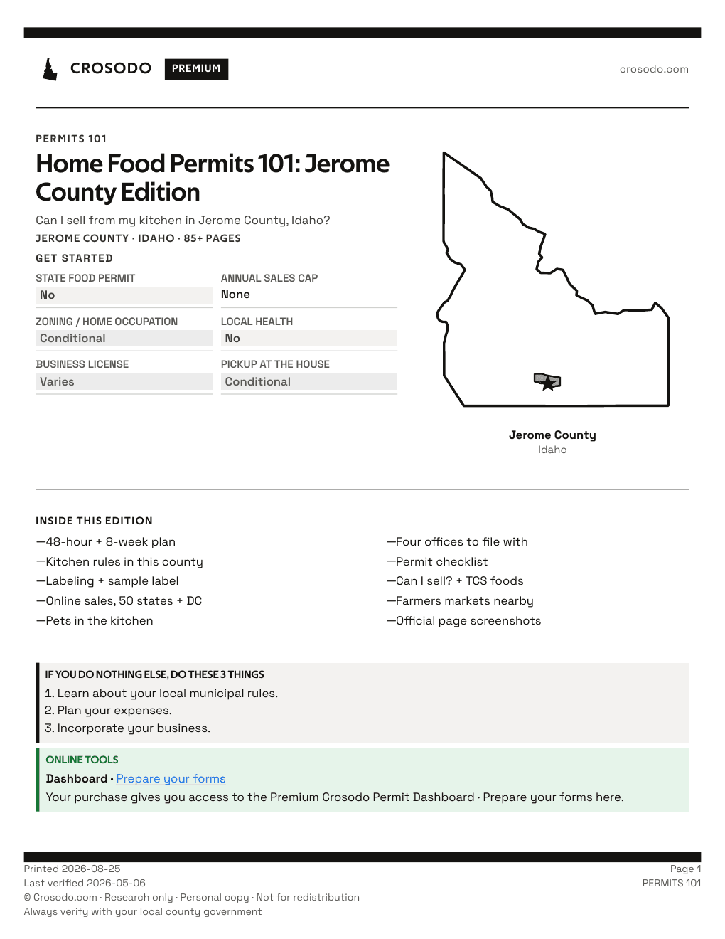 Permit Guide 101 cover for Jerome County