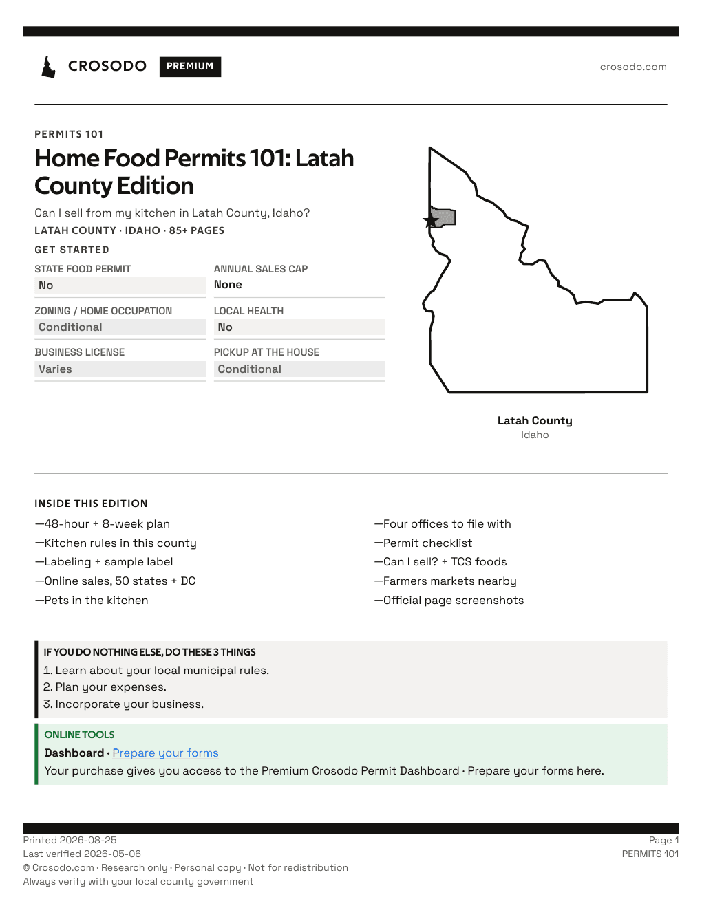 Permit Guide 101 cover for Latah County