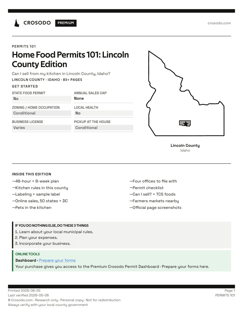 Permit Guide 101 cover for Lincoln County
