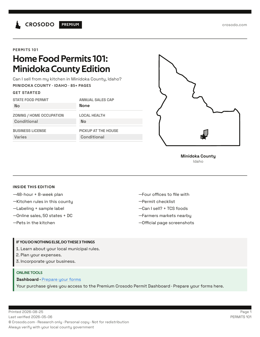 Permit Guide 101 cover for Minidoka County