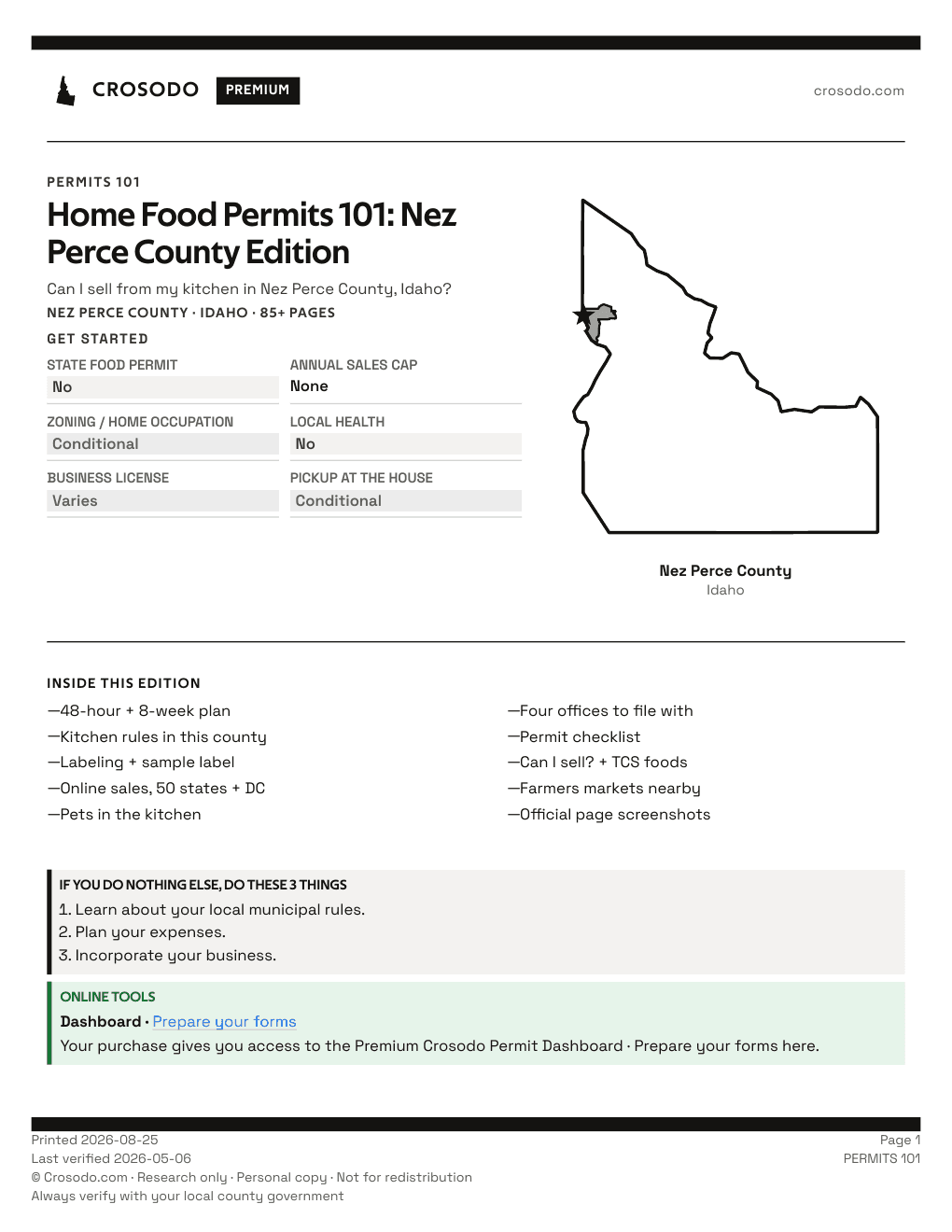 Permit Guide 101 cover for Nez Perce County
