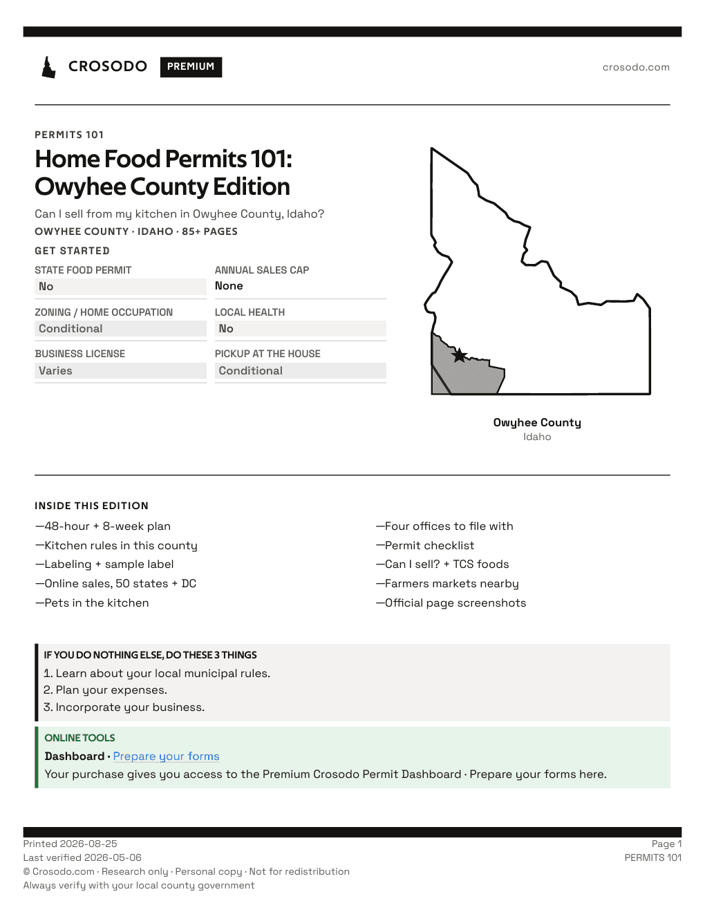 Permit Guide 101 cover for Owyhee County