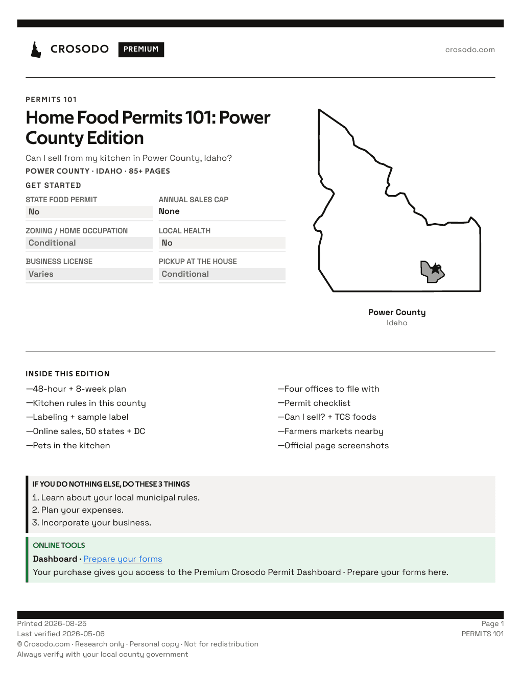Permit Guide 101 cover for Power County