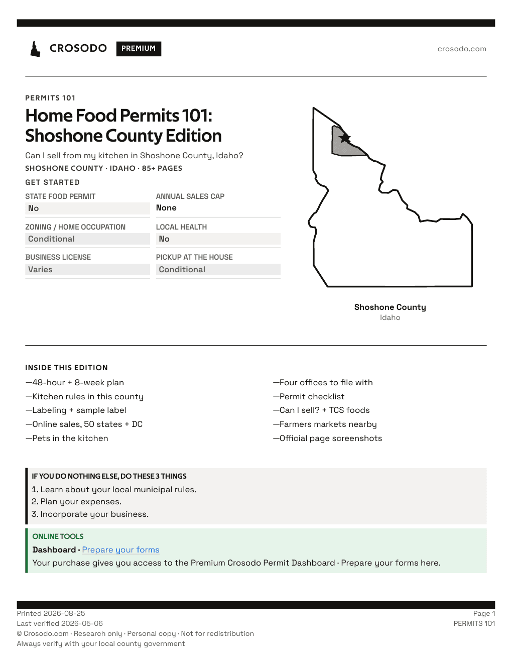 Permit Guide 101 cover for Shoshone County
