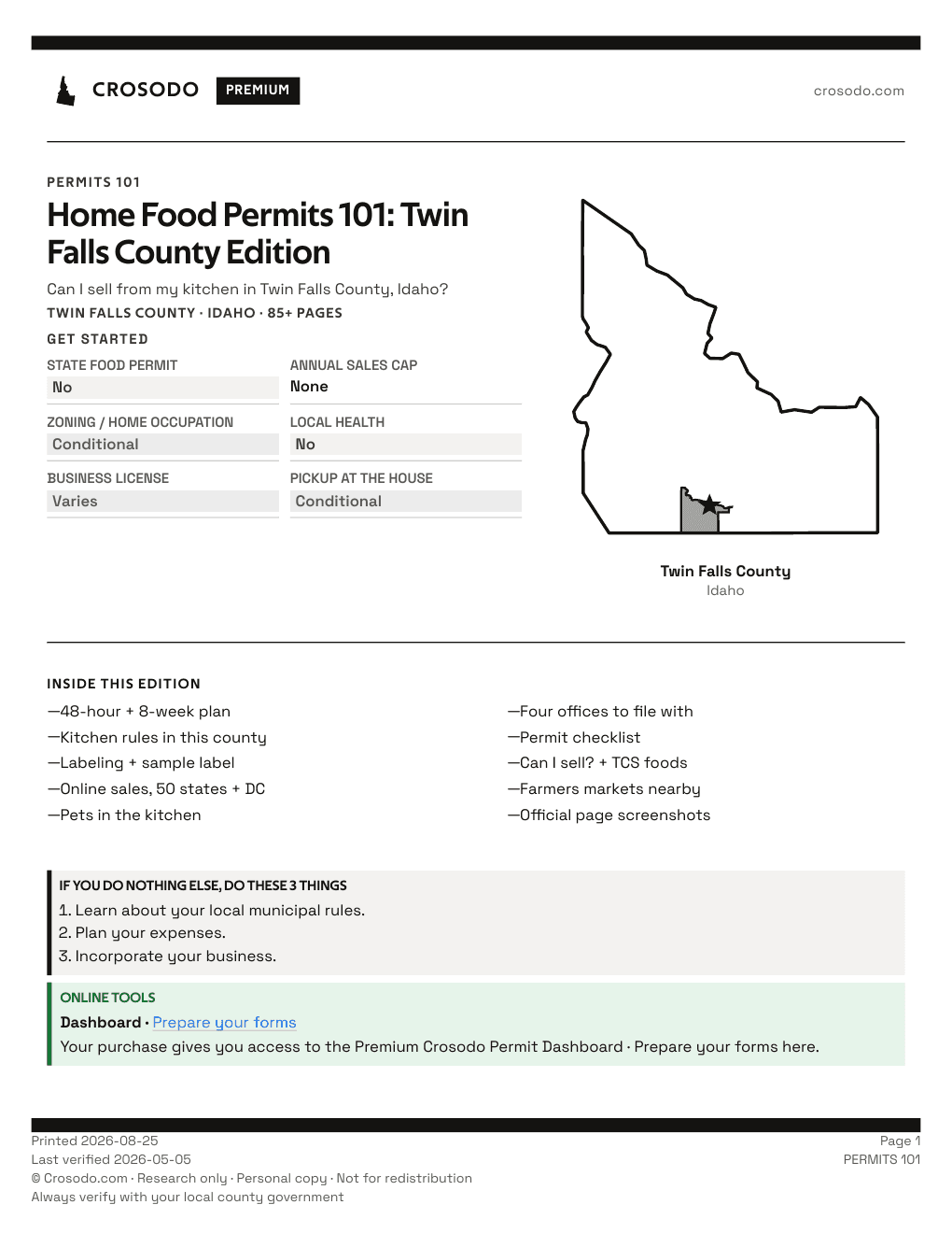 Permit Guide 101 cover for Twin Falls County