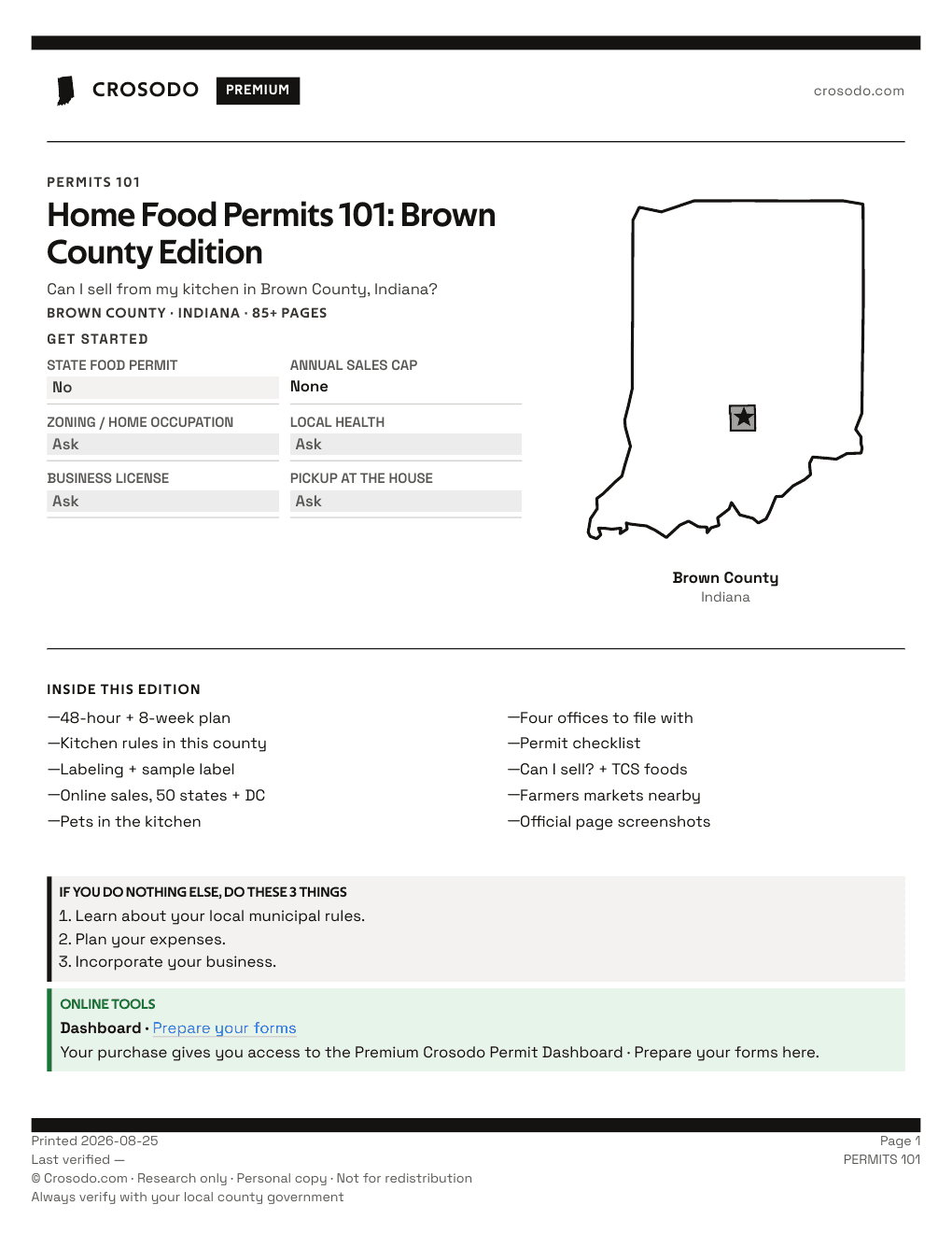 Permit Guide 101 cover for Brown County