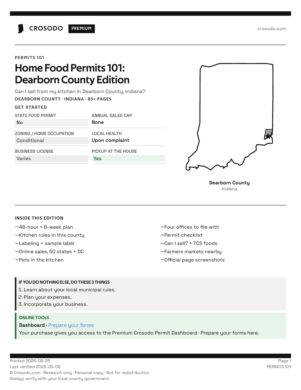 Permit Guide 101 cover for Dearborn County