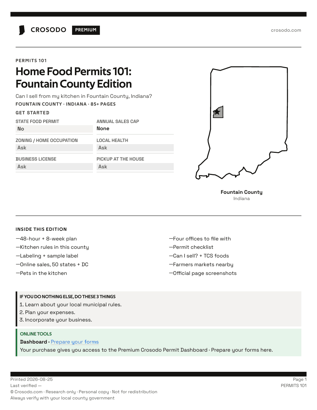 Permit Guide 101 cover for Fountain County