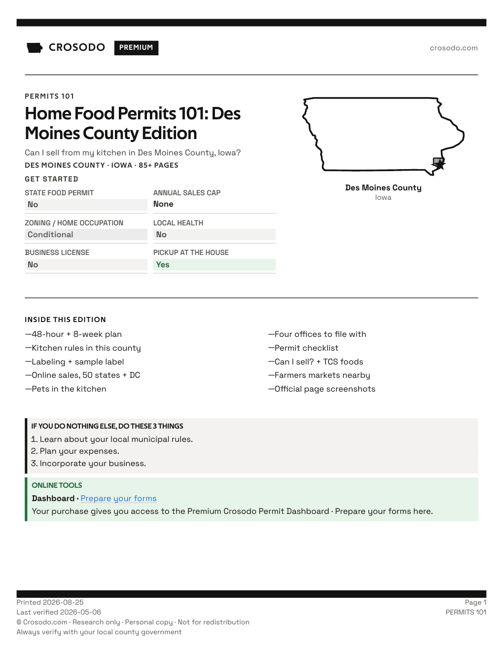 Permit Guide 101 cover for Des Moines County