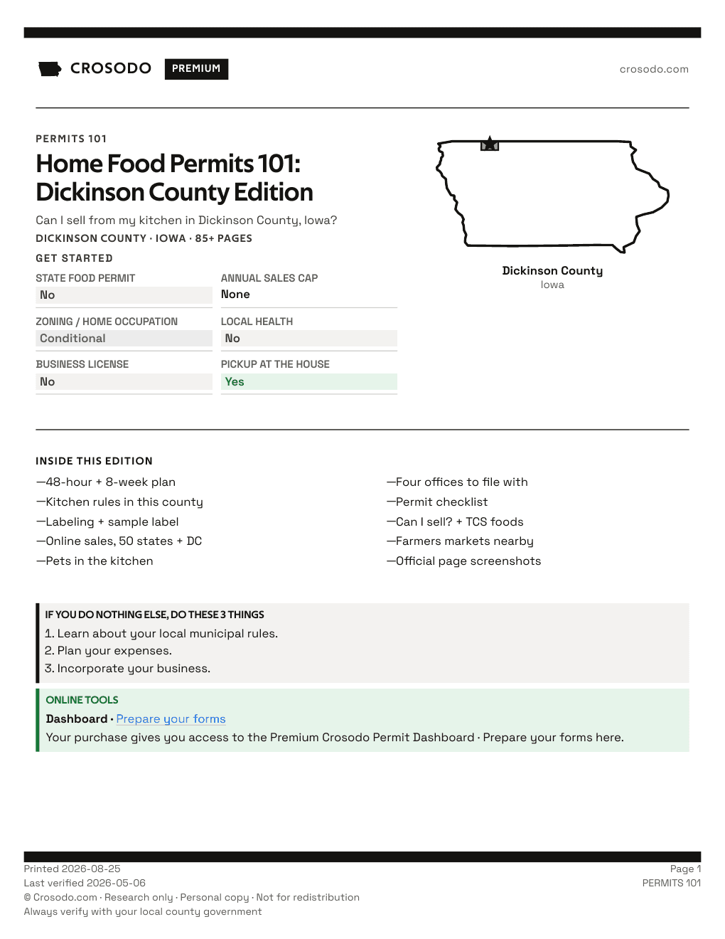 Permit Guide 101 cover for Dickinson County