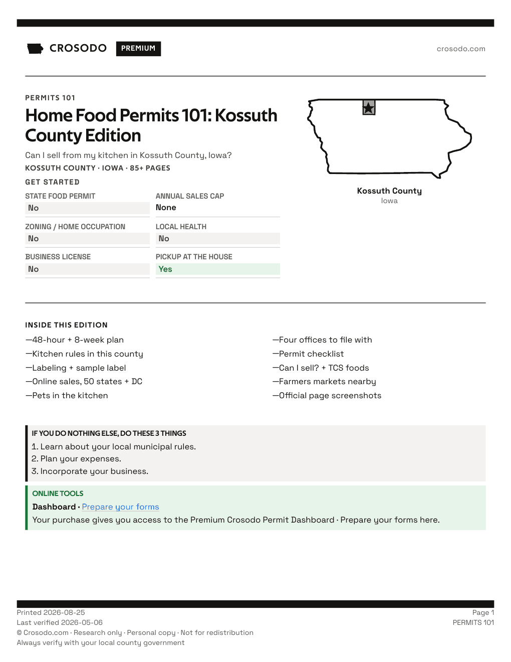 Permit Guide 101 cover for Kossuth County