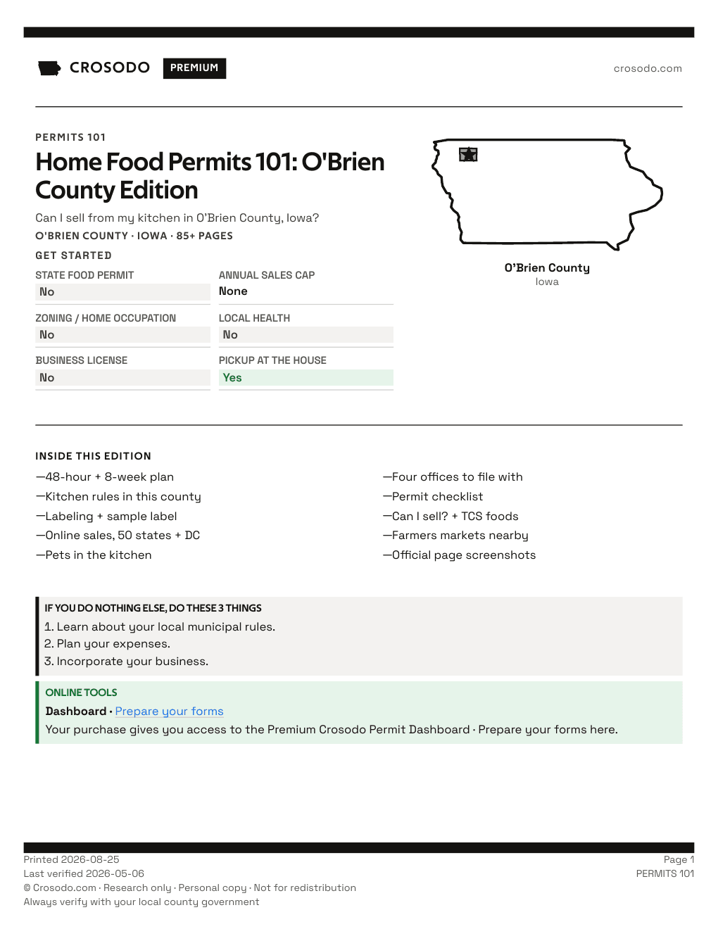 Permit Guide 101 cover for O'Brien County