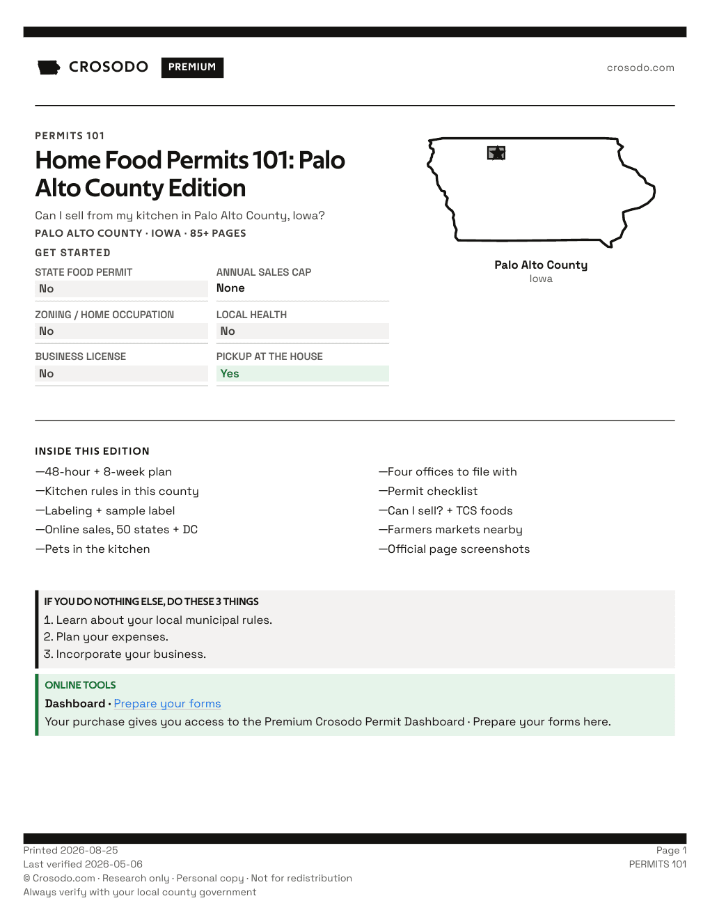 Permit Guide 101 cover for Palo Alto County