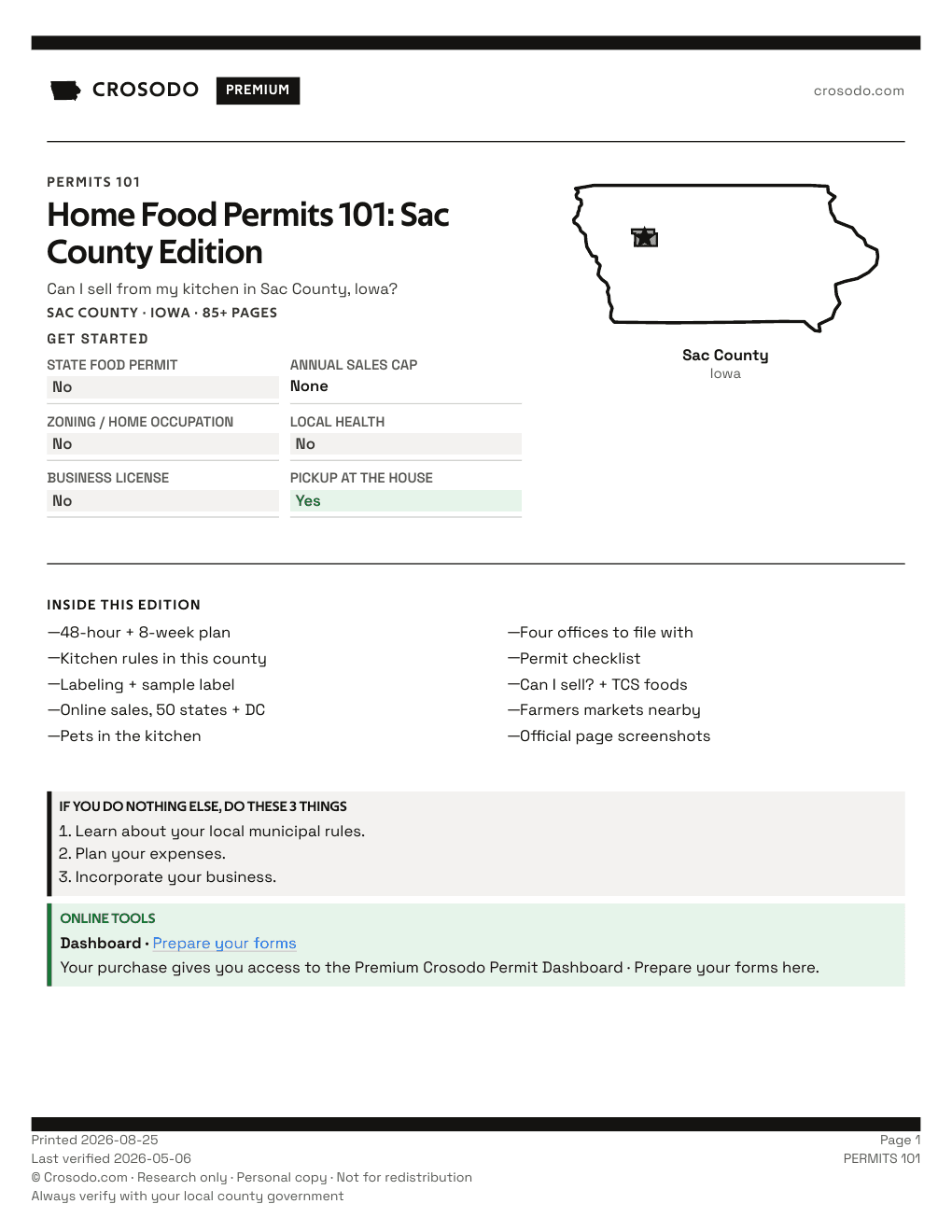 Permit Guide 101 cover for Sac County