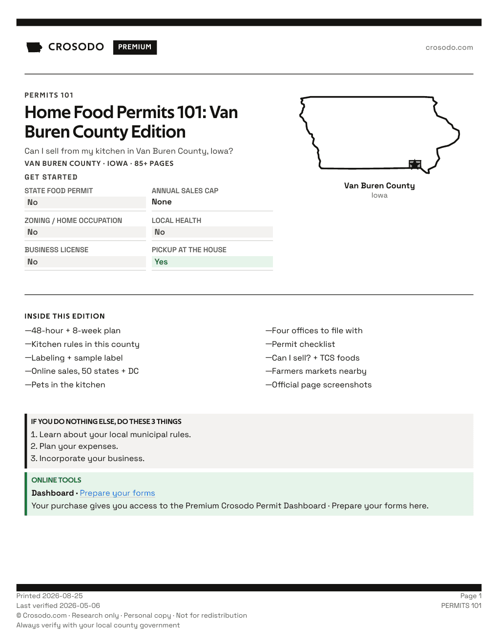 Permit Guide 101 cover for Van Buren County