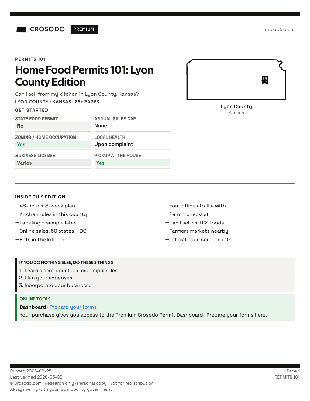 Permit Guide 101 cover for Lyon County