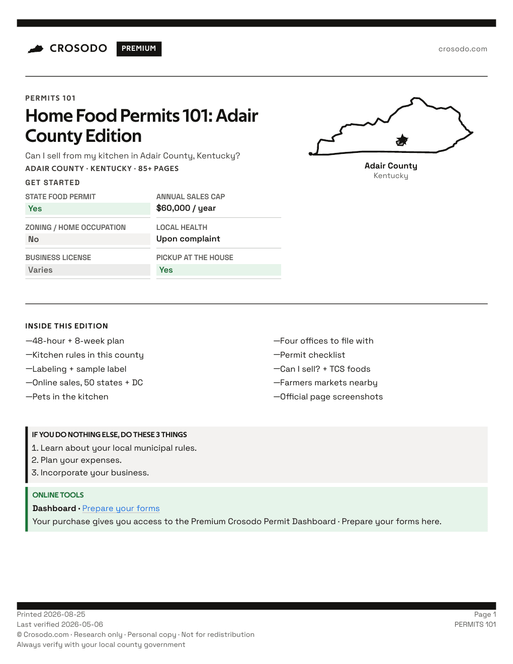 Permit Guide 101 cover for Adair County