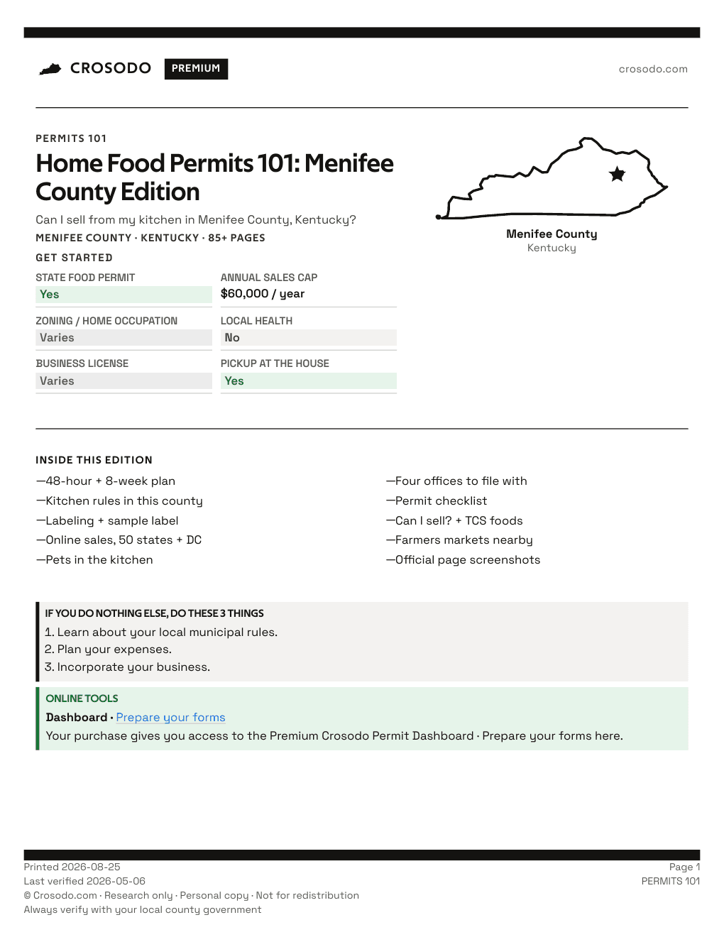 Permit Guide 101 cover for Menifee County