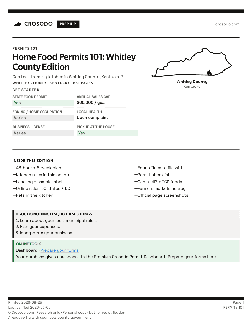 Permit Guide 101 cover for Whitley County