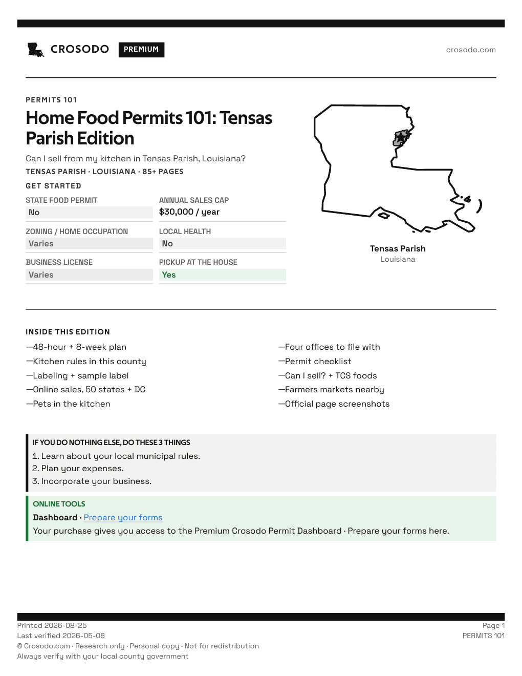Permit Guide 101 cover for Tensas Parish