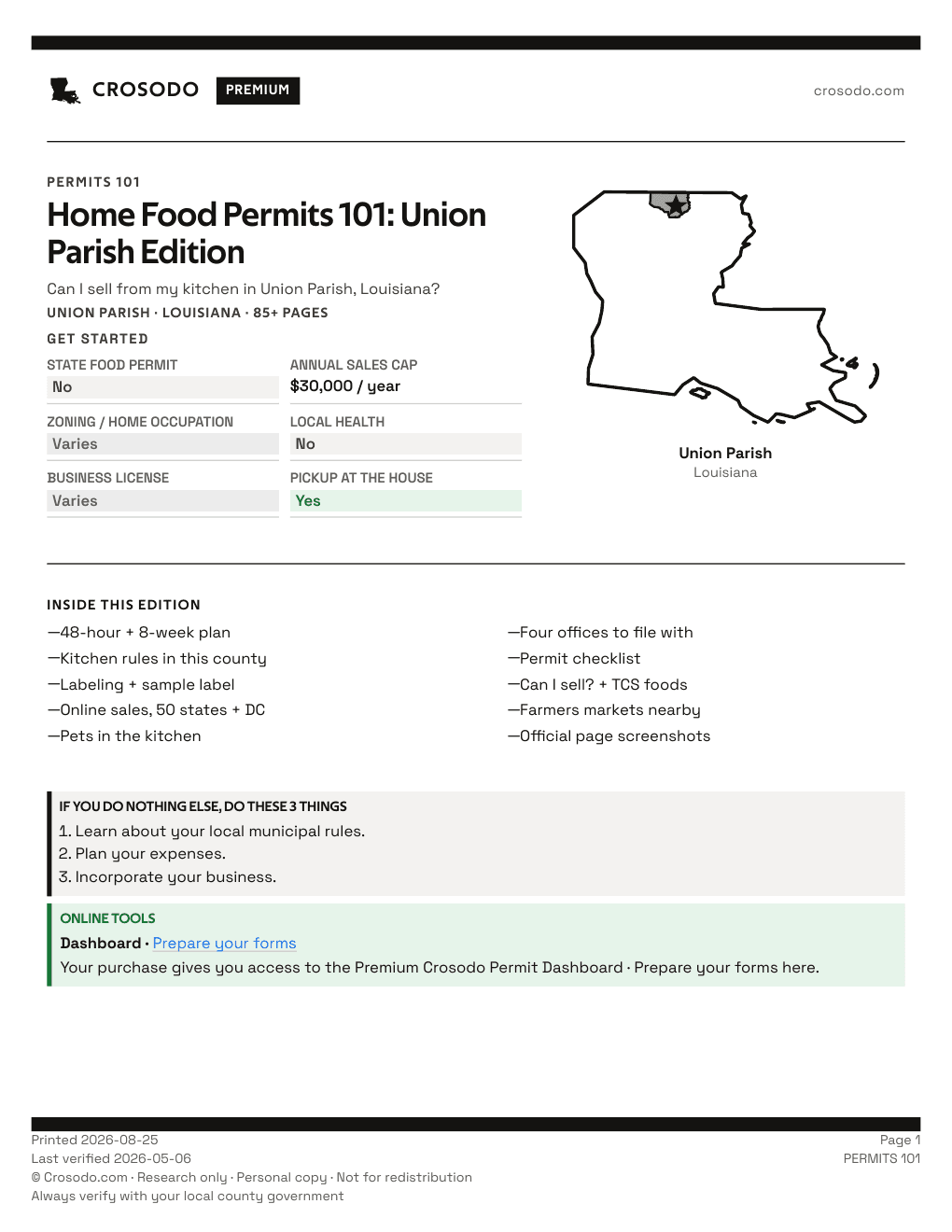 Permit Guide 101 cover for Union Parish