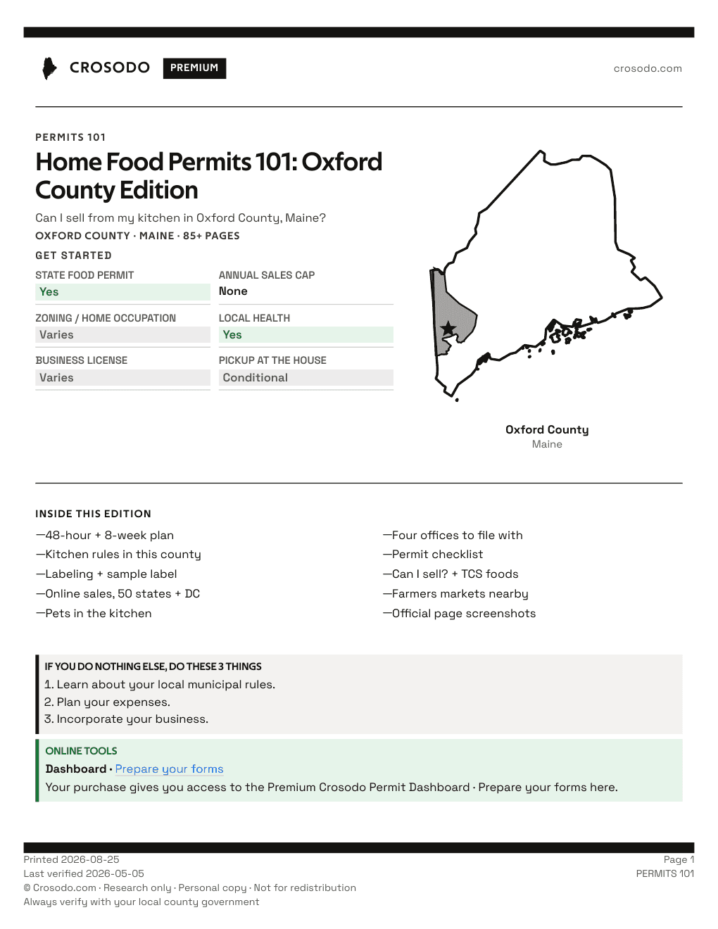Permit Guide 101 cover for Oxford County