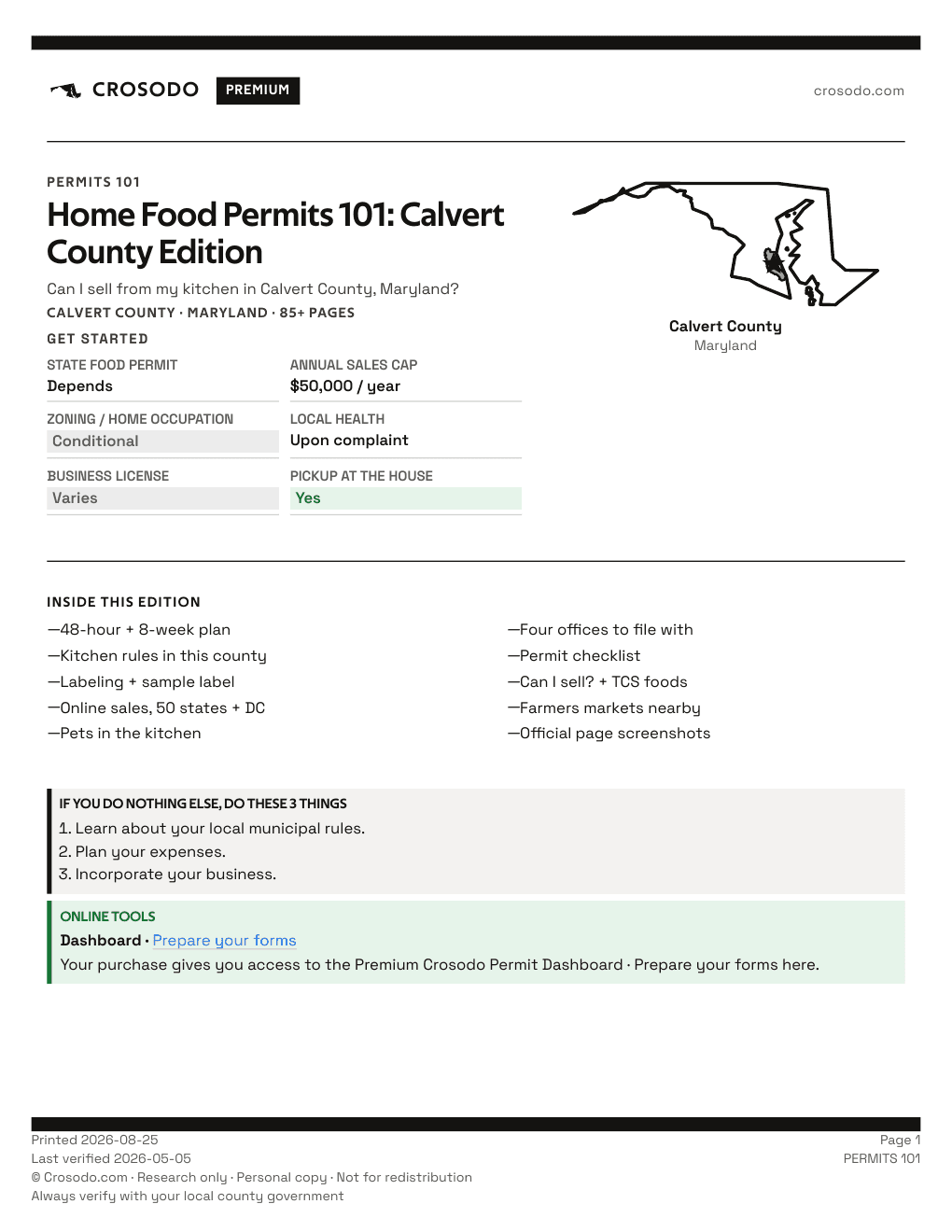 Permit Guide 101 cover for Calvert County