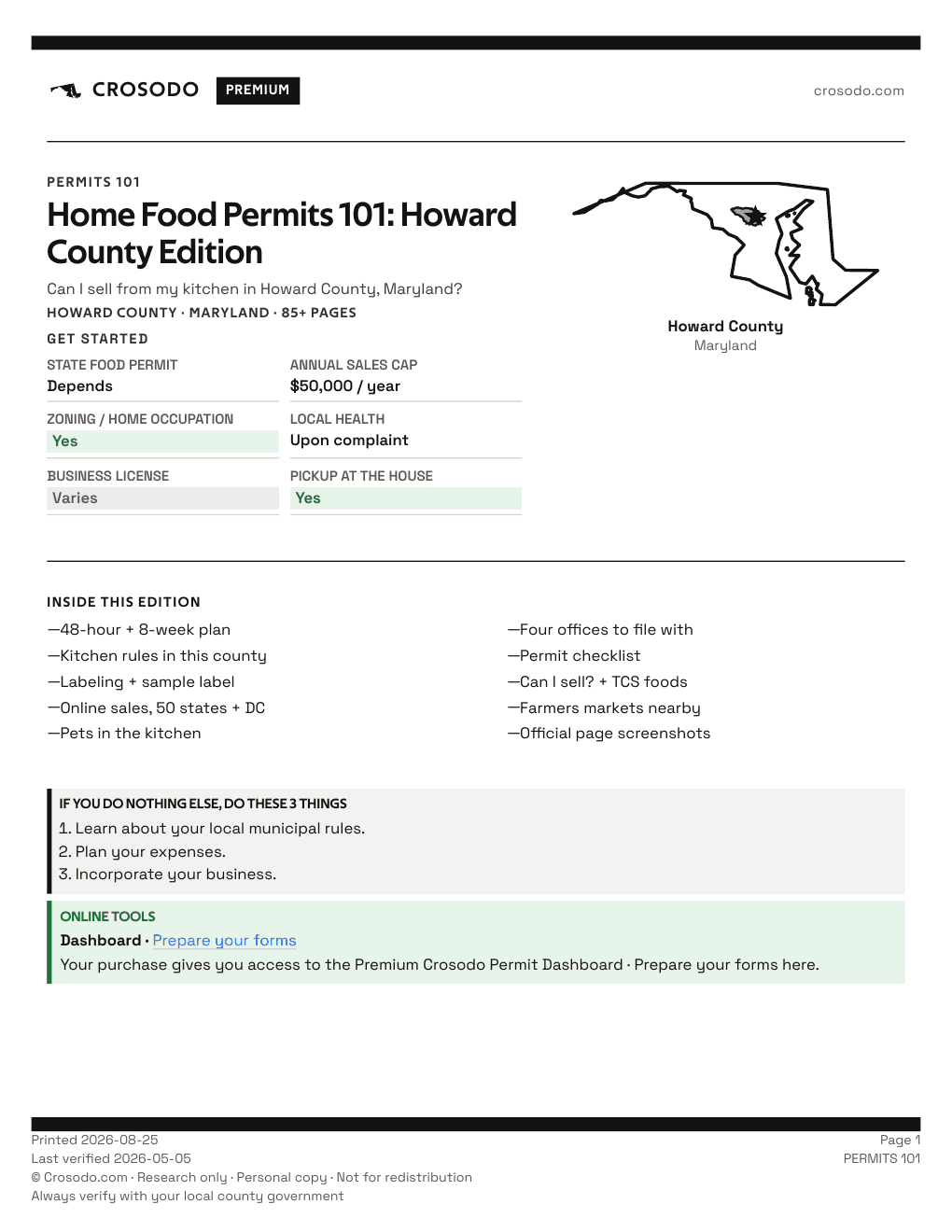 Permit Guide 101 cover for Howard County