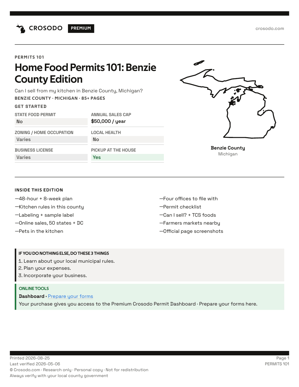 Permit Guide 101 cover for Benzie County